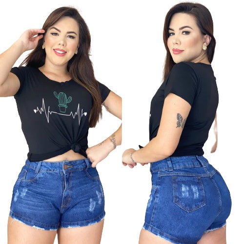 Shorts Jeans Luxo Feminino Cintura Alta