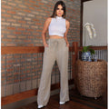 Calça Feminina Pantalona Wide Leg Lanzinha Lã Cintura Alta