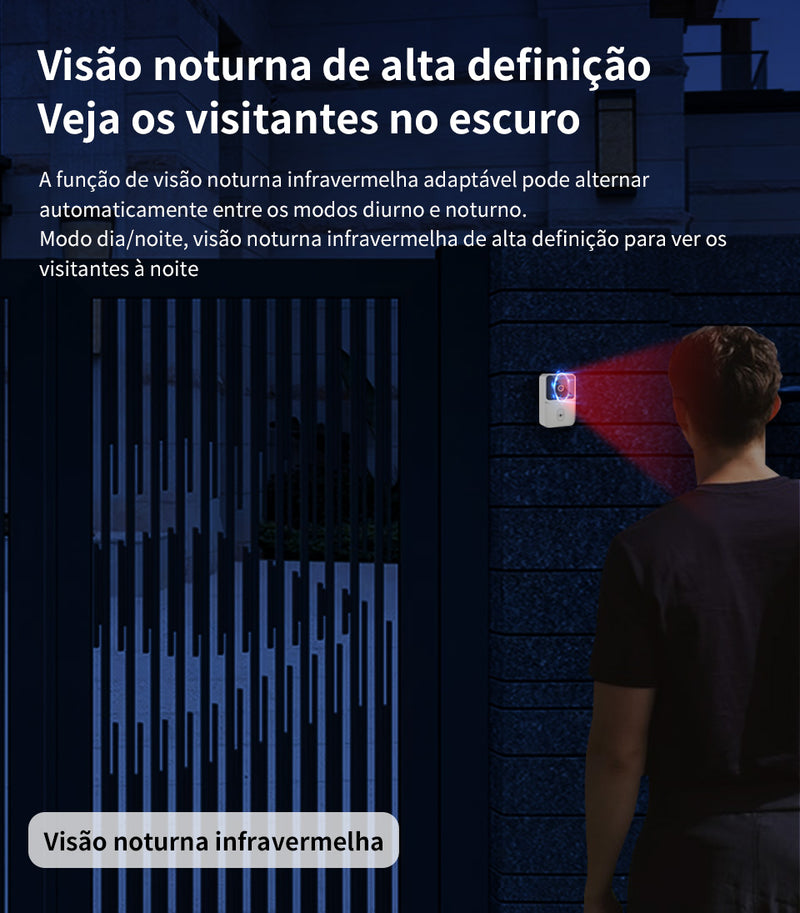 Campainha Interfone com Vídeo Inteligente Câmera HD Sem Fio